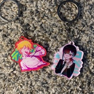 Chainsaw man Denji and kobeni key chains